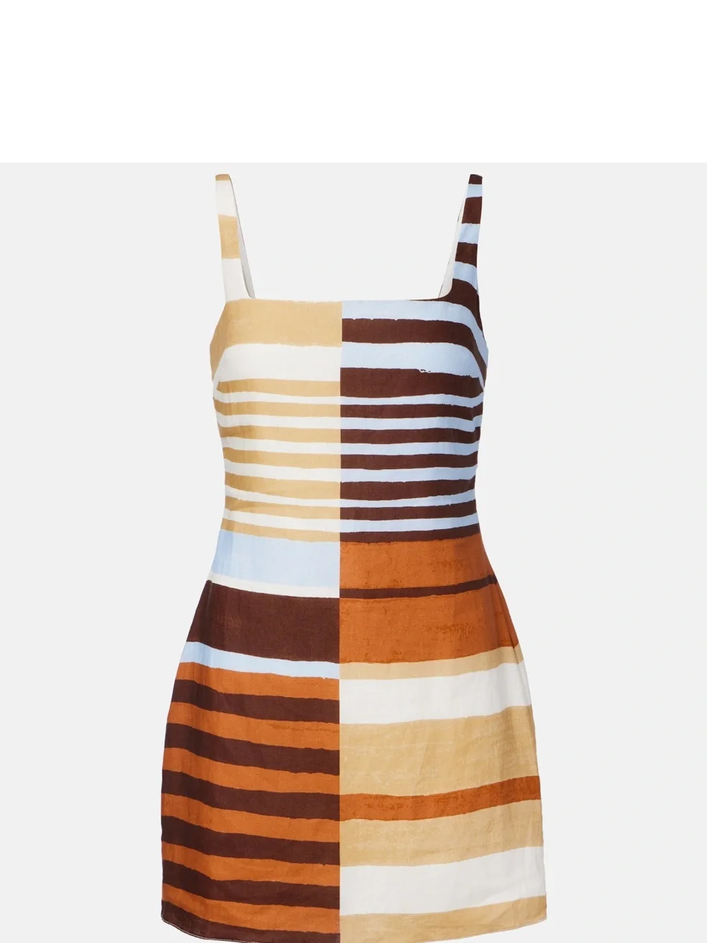 Cala De La Cruz Siela Striped Linen Square-Neck Mini Dress - Picture 3 of 6